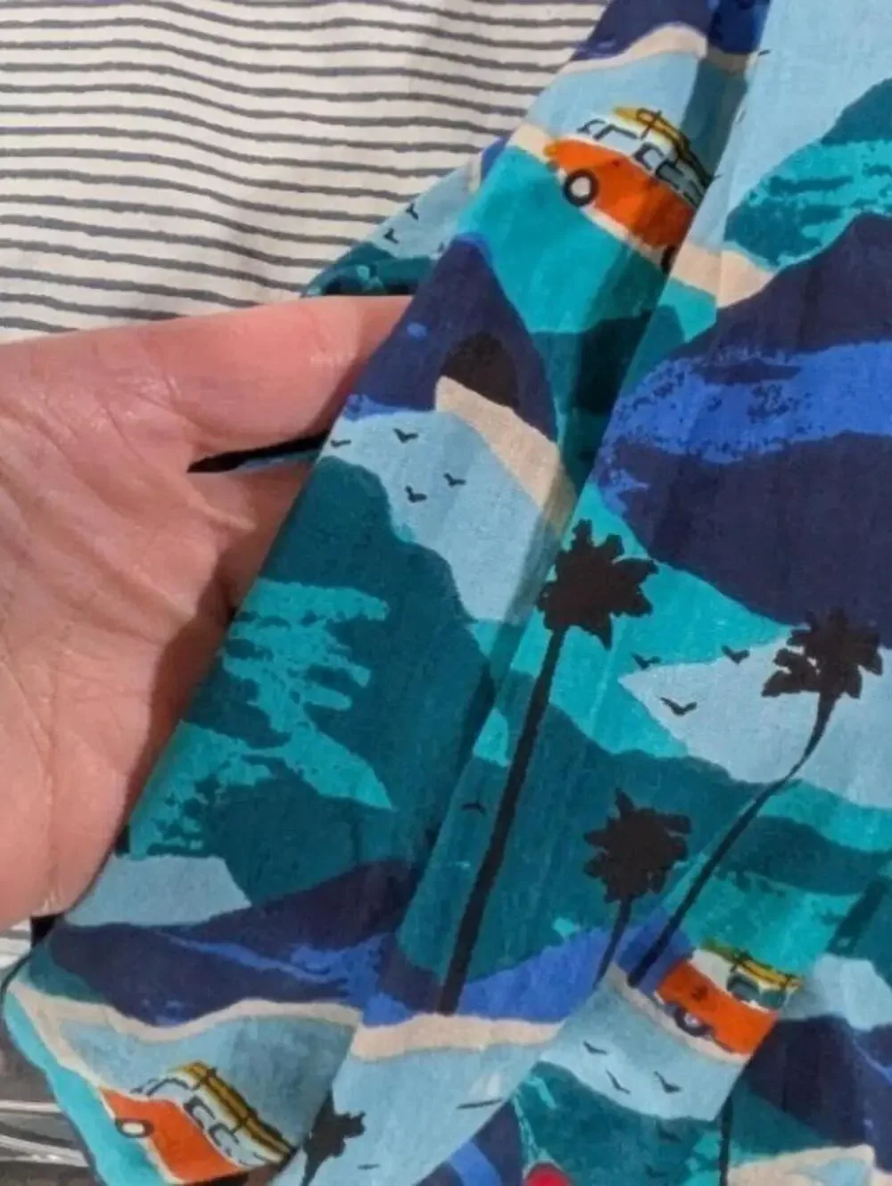 Emily & Fin XL Blue Orange Lucy Road Trippin Tropical Camper Cotton Dress - Picture 6 of 11